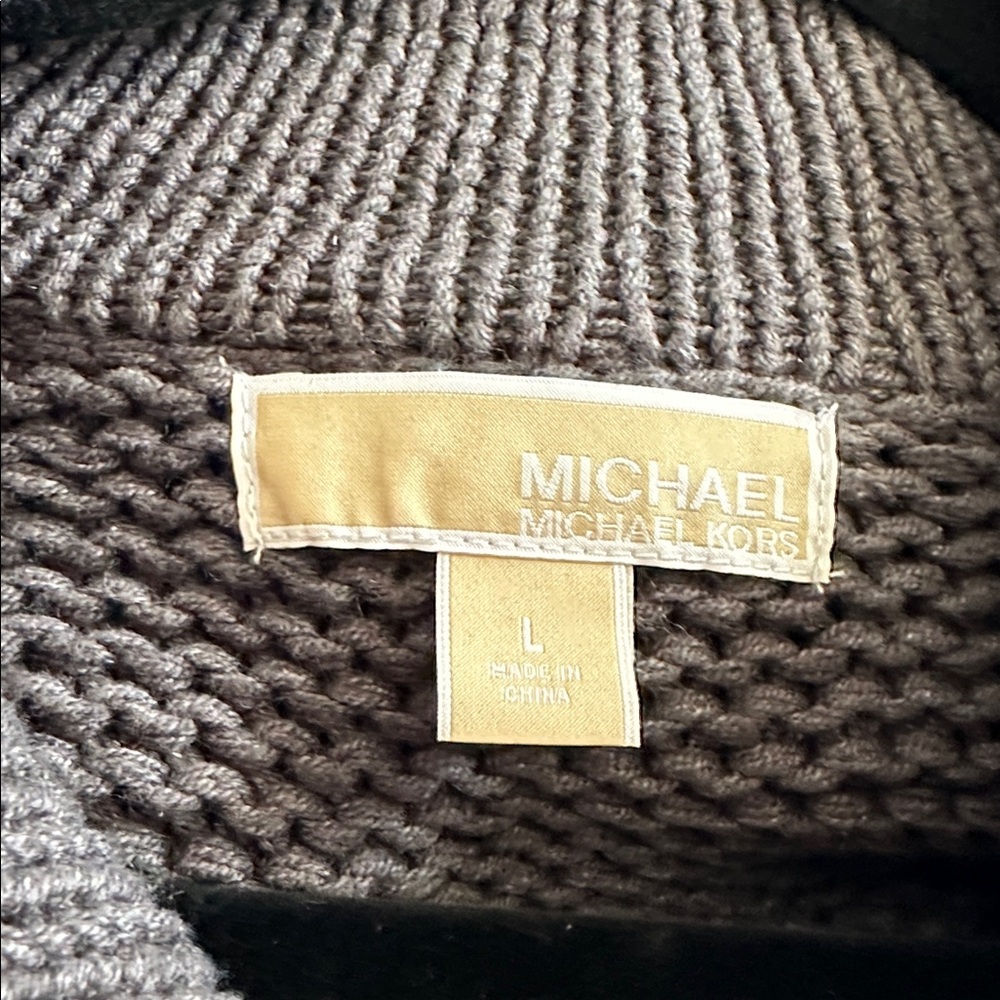 MICHAEL KORS Dark gray zipper gold Toggle Cardigan - Picture 6 of 7